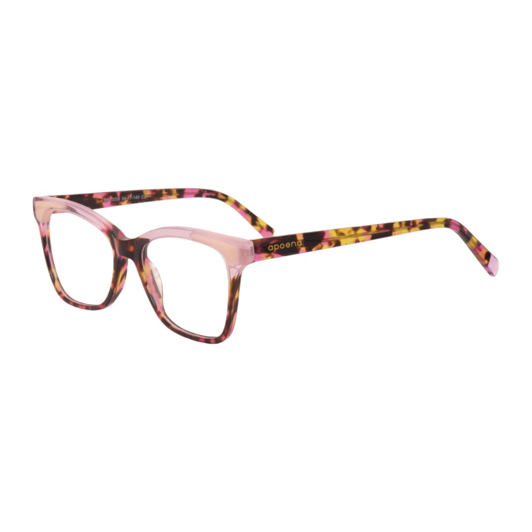 Armação para óculos de grau acetato retangular rosa/ preto