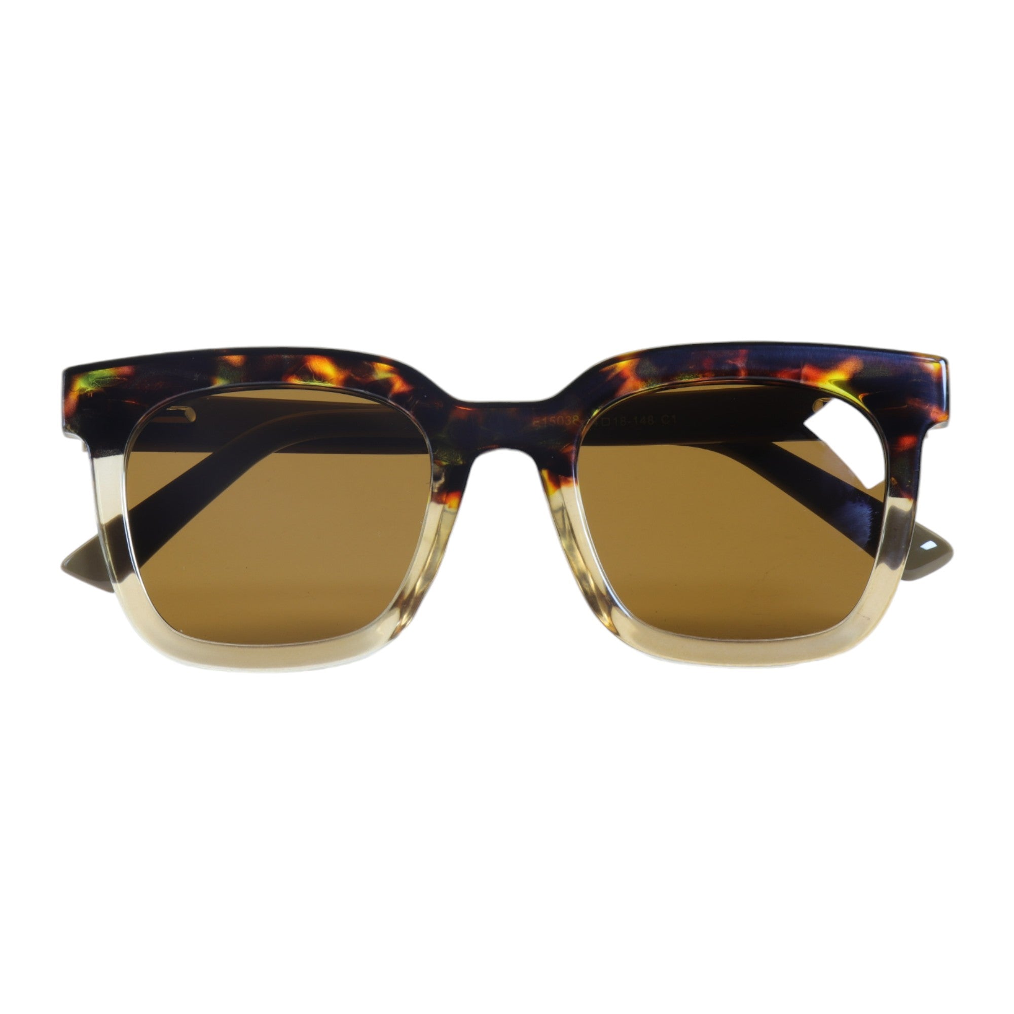 Óculos de sol tr-90-nylon quadrado preto/ marrom