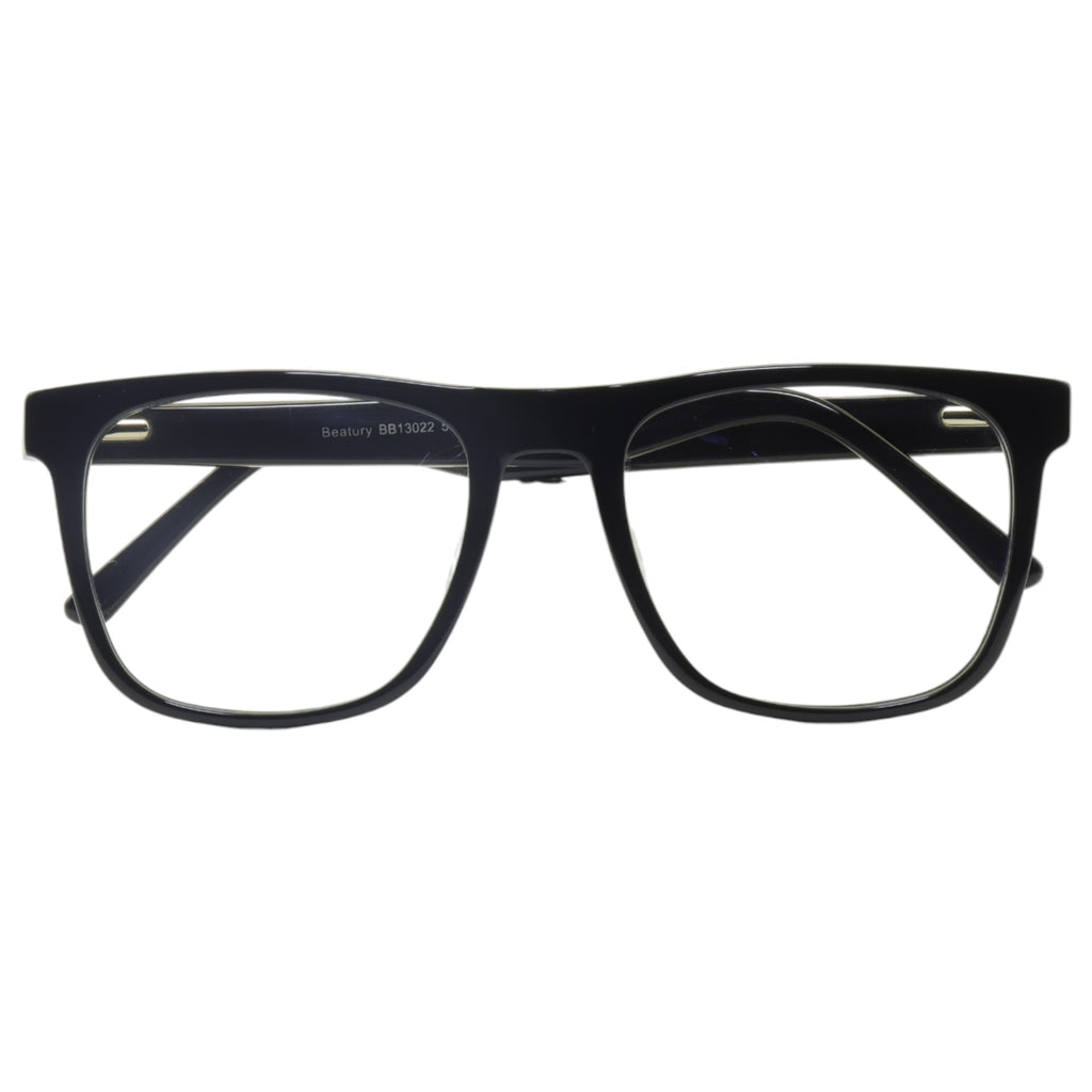 Armação para óculos de grau acetato retangular preto-fosco/ preto