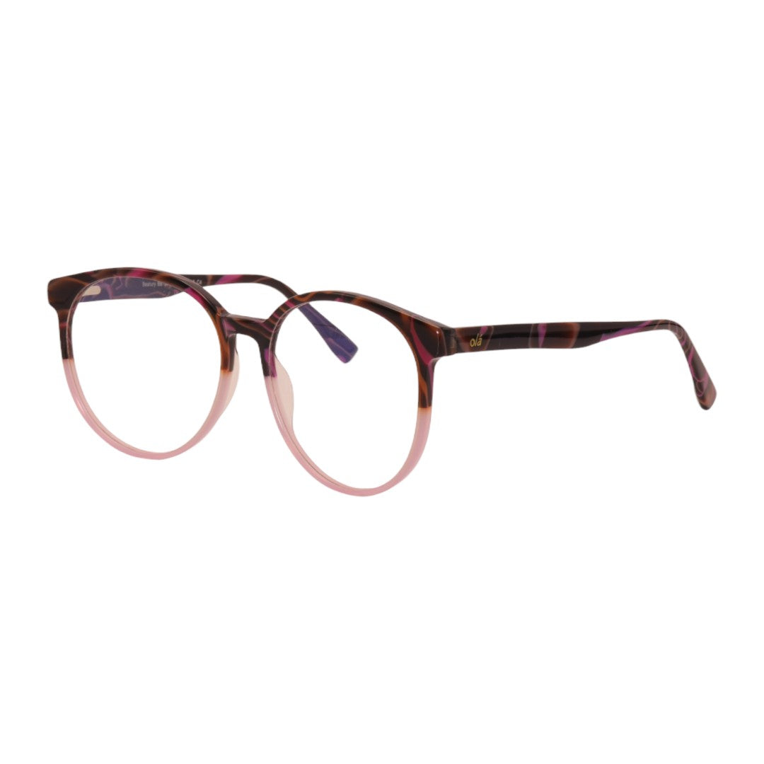 Armação para óculos de grau tr-90-nylon redondo azul/ rosa