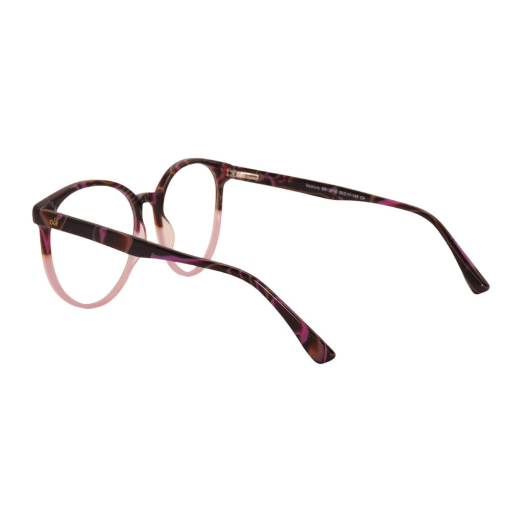 Armação para óculos de grau tr-90-nylon redondo azul/ rosa