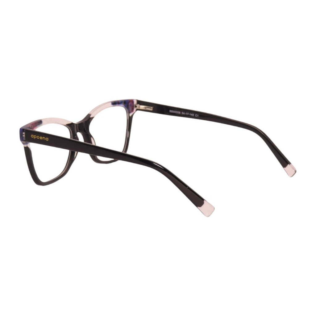 Armação para óculos de grau acetato retangular rosa/ preto