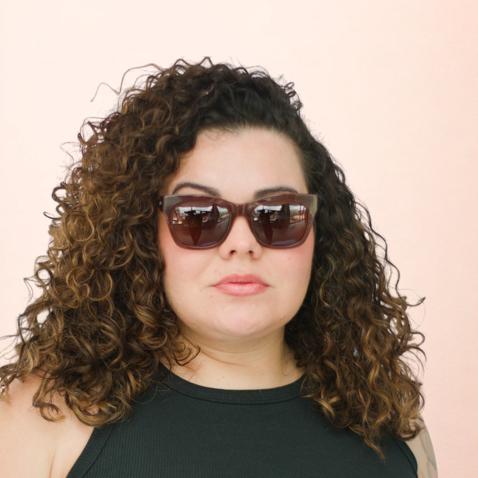 Óculos de sol acetato retangular marrom