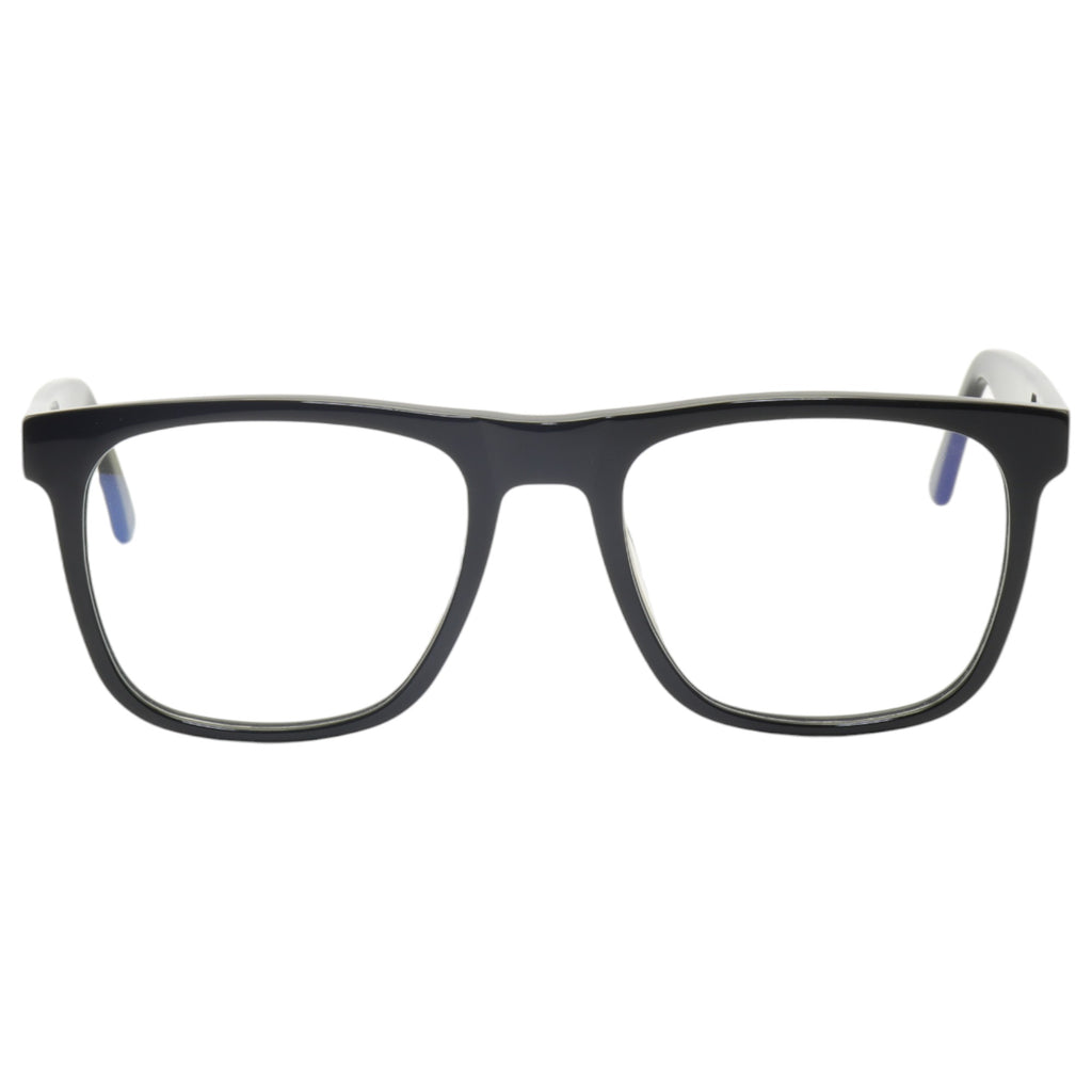 Armação para óculos de grau acetato retangular preto-fosco/ preto