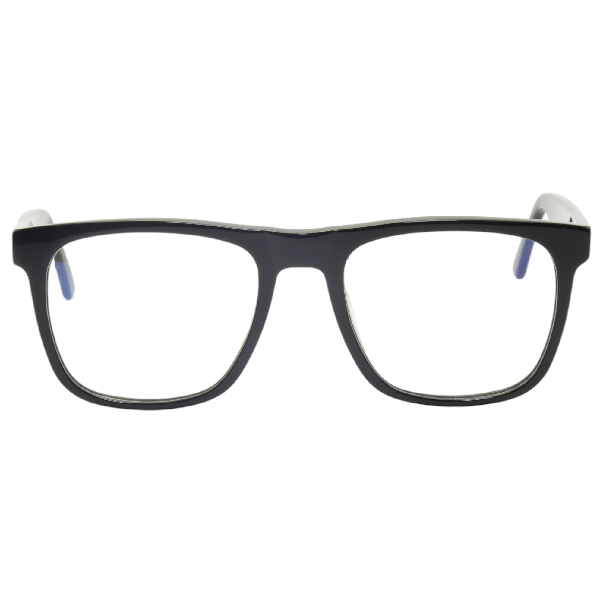Armação para óculos de grau acetato retangular preto-fosco/ preto