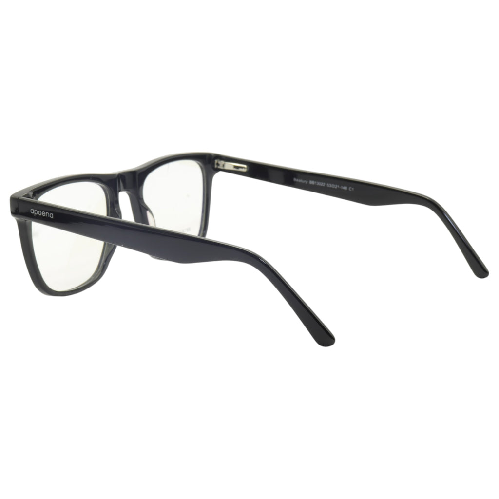 Armação para óculos de grau acetato retangular preto-fosco/ preto