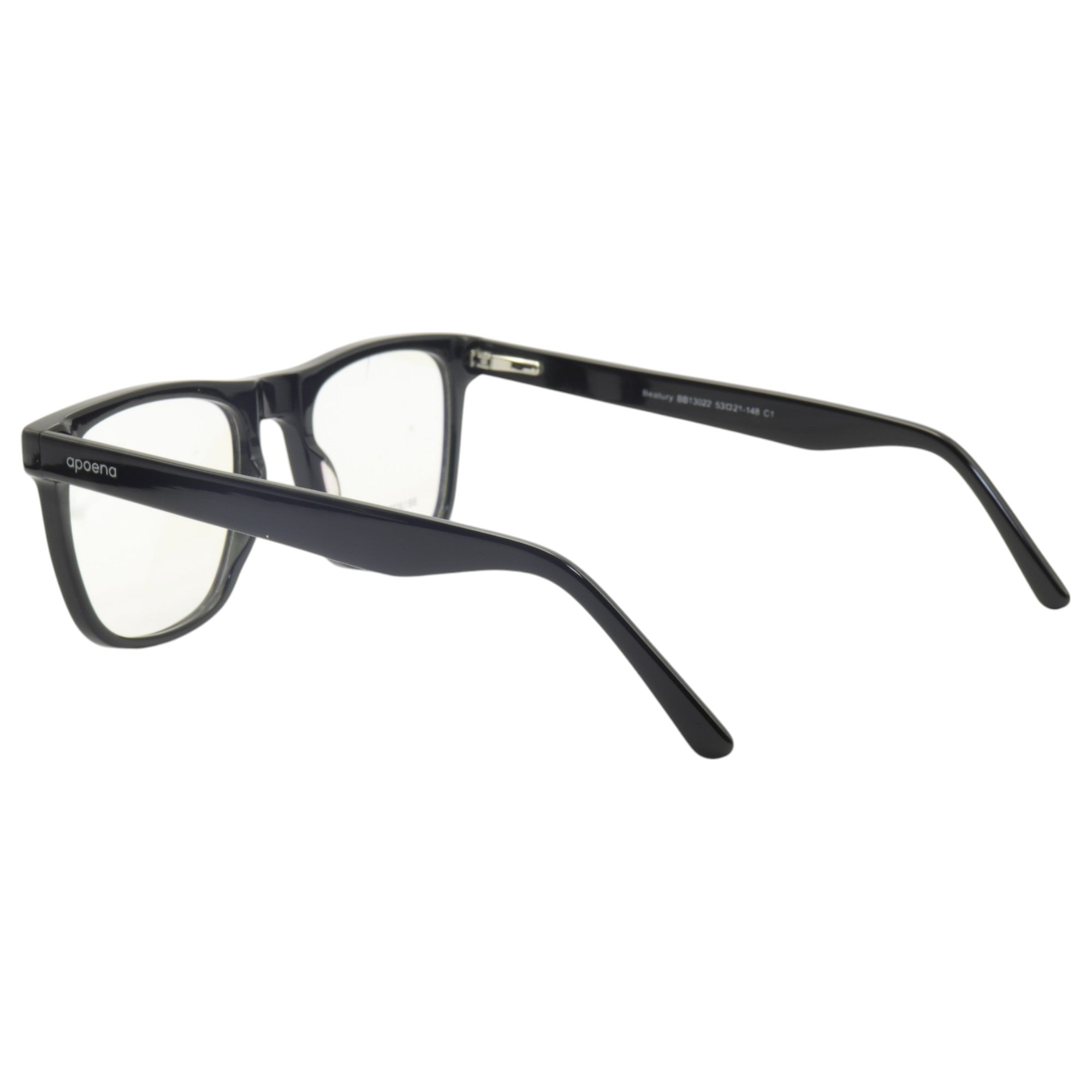 Armação para óculos de grau acetato retangular preto-fosco/ preto