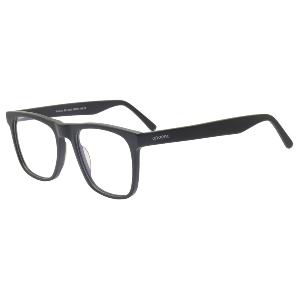 Armação para óculos de grau acetato retangular preto-fosco/ preto