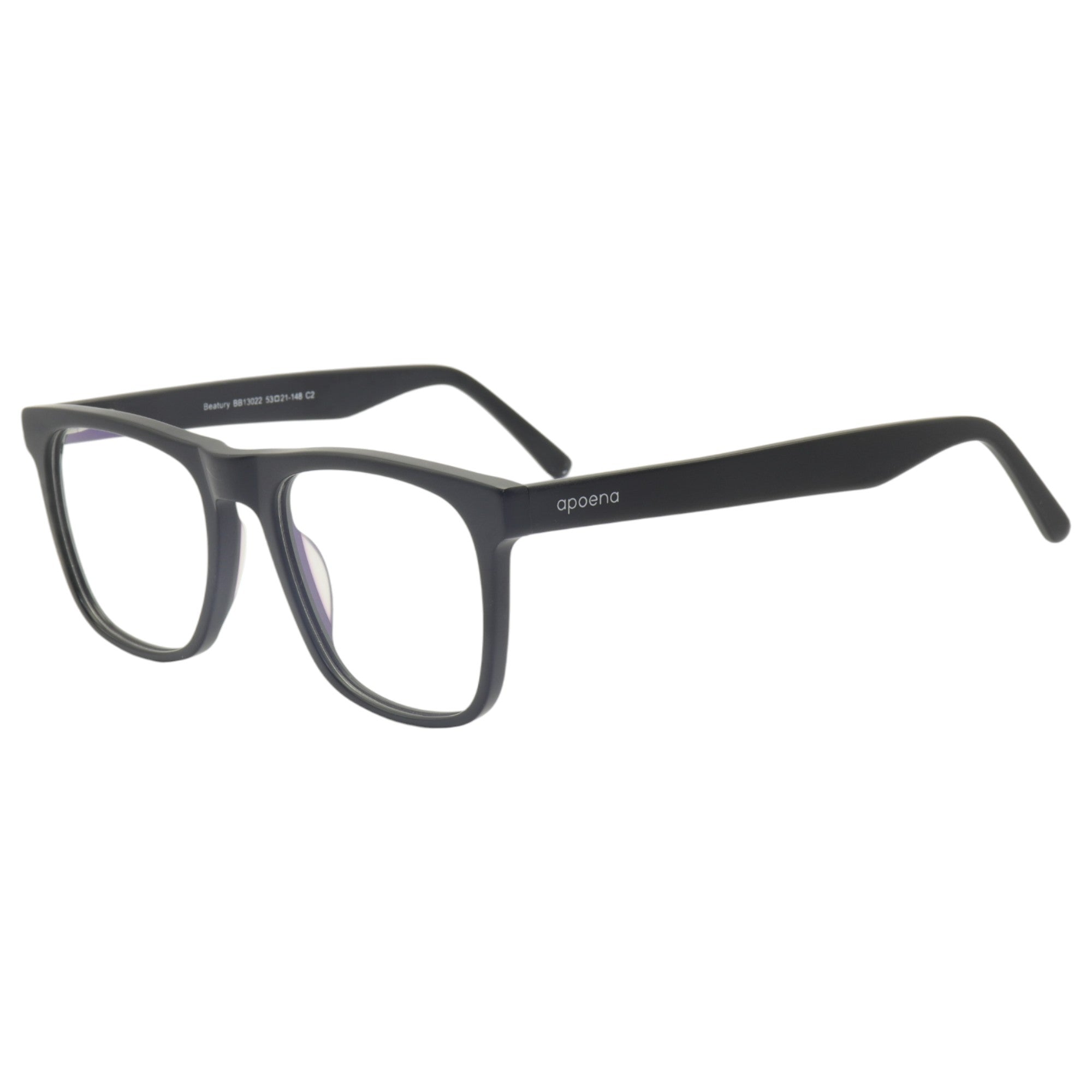 Armação para óculos de grau acetato retangular preto-fosco/ preto