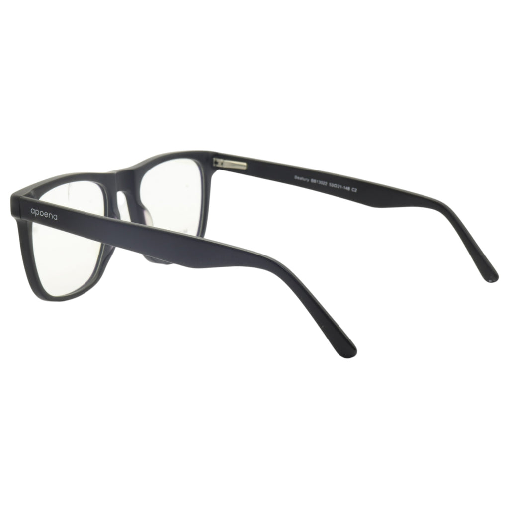 Armação para óculos de grau acetato retangular preto-fosco/ preto