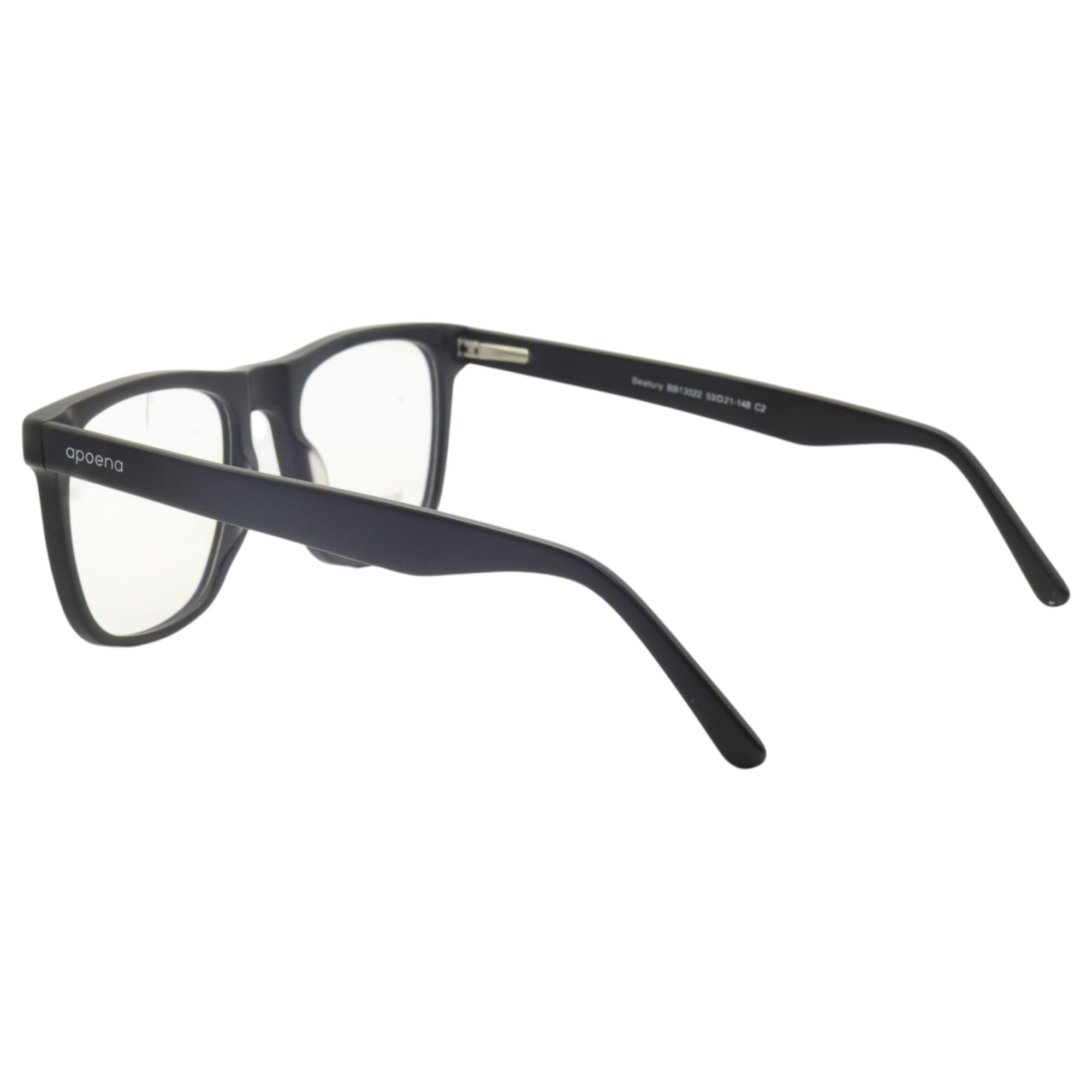 Armação para óculos de grau acetato retangular preto-fosco/ preto