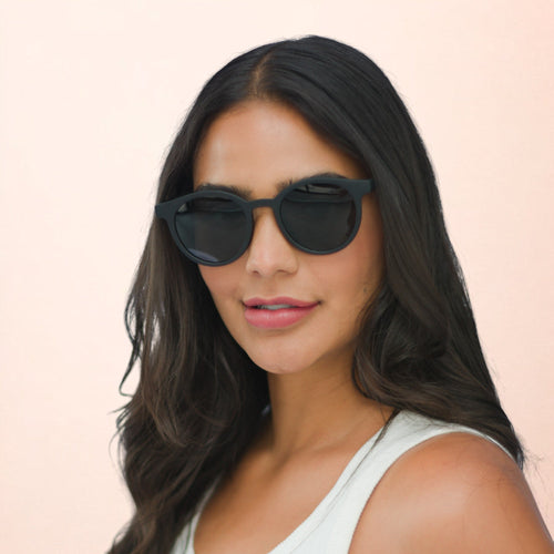 Óculos de sol acetato redondo preto