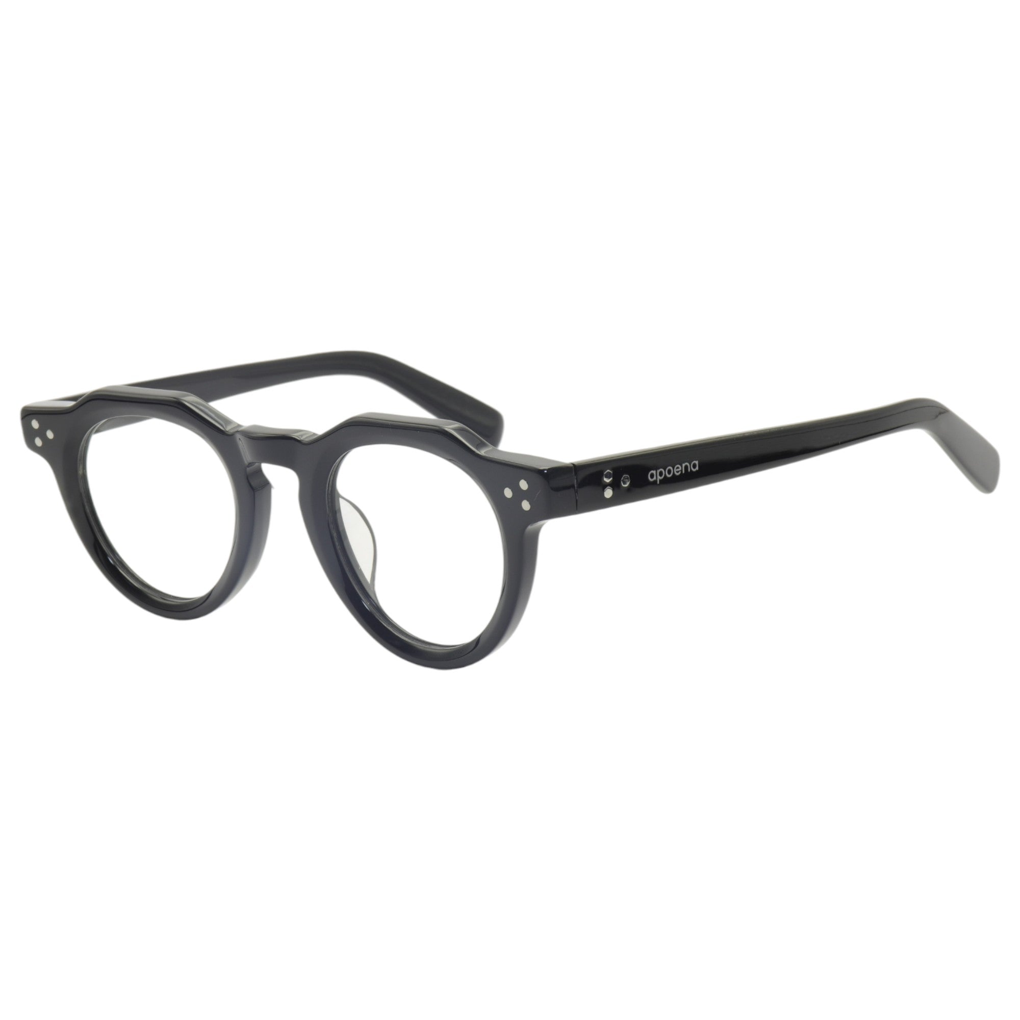 Armação para óculos de grau acetato redondo tartaruga/ preto