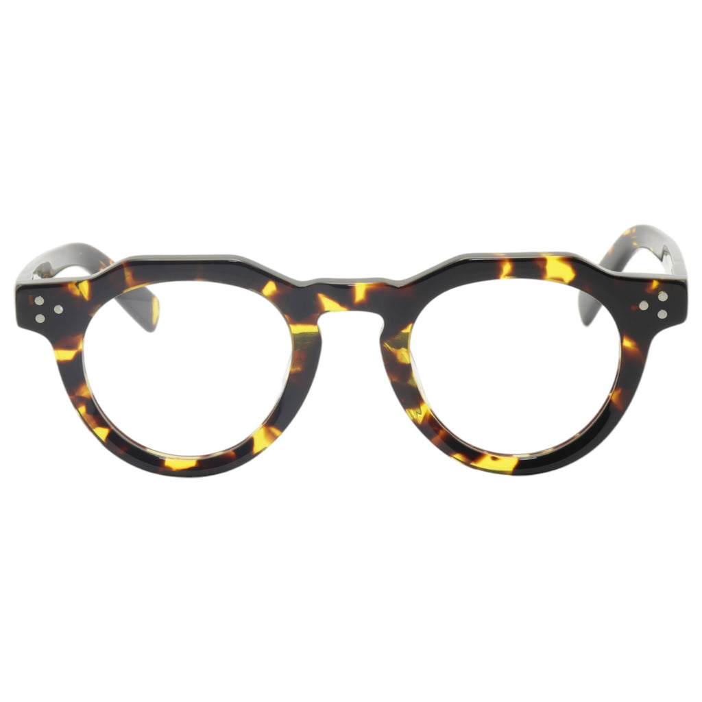 Armação para óculos de grau acetato redondo tartaruga/ preto