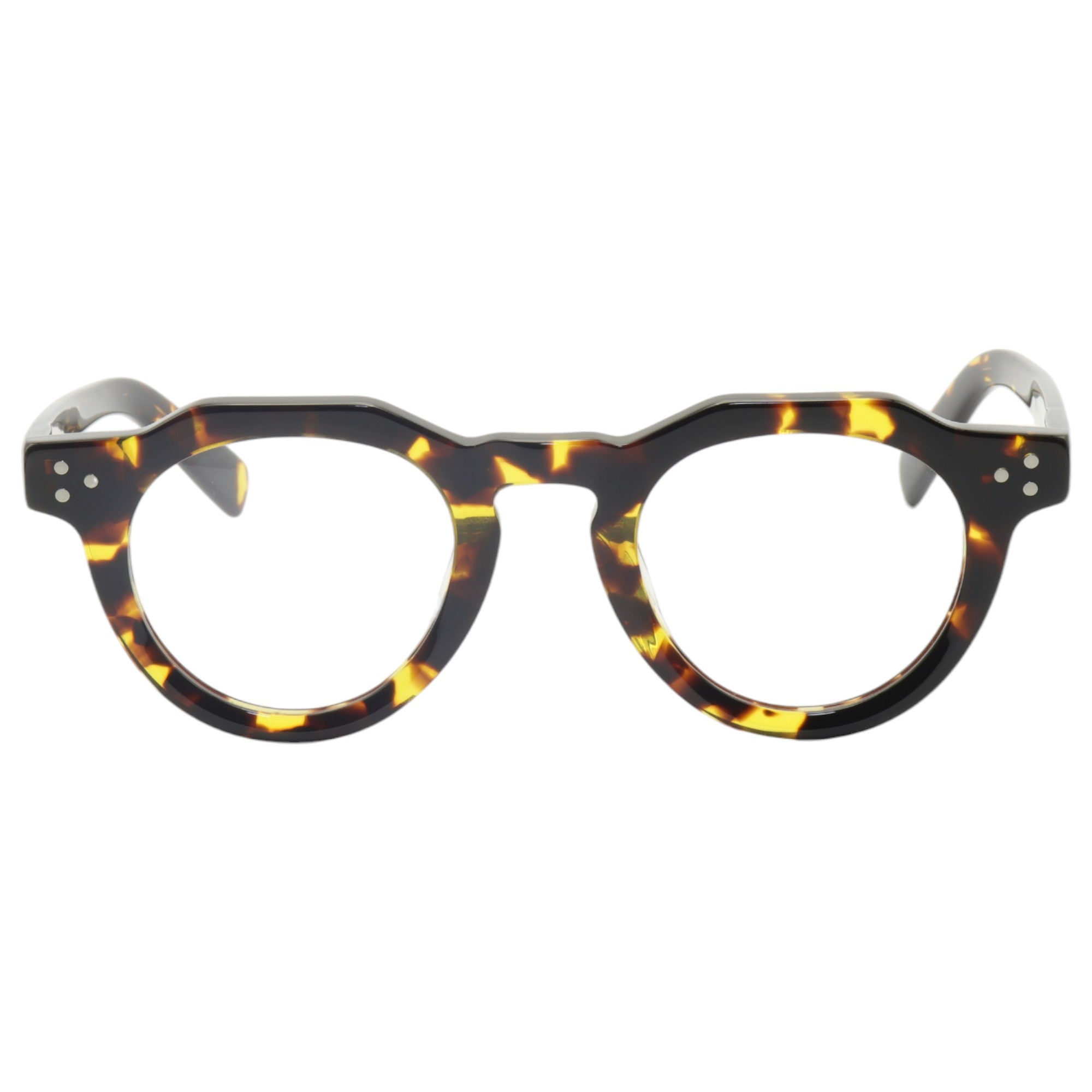 Armação para óculos de grau acetato redondo tartaruga/ preto