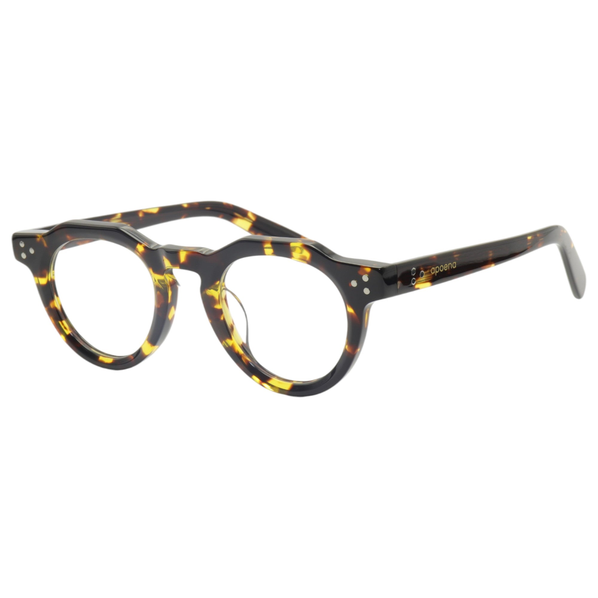 Armação para óculos de grau acetato redondo tartaruga/ preto