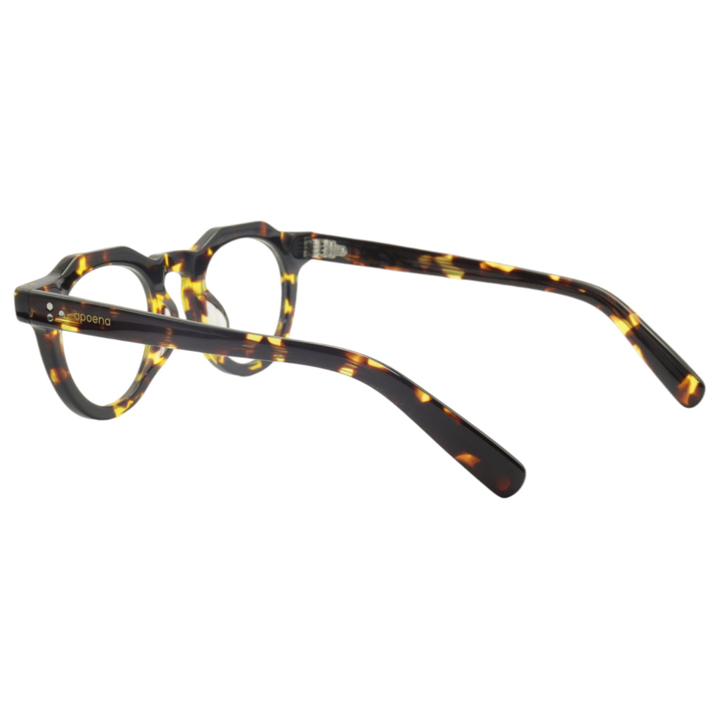 Armação para óculos de grau acetato redondo tartaruga/ preto