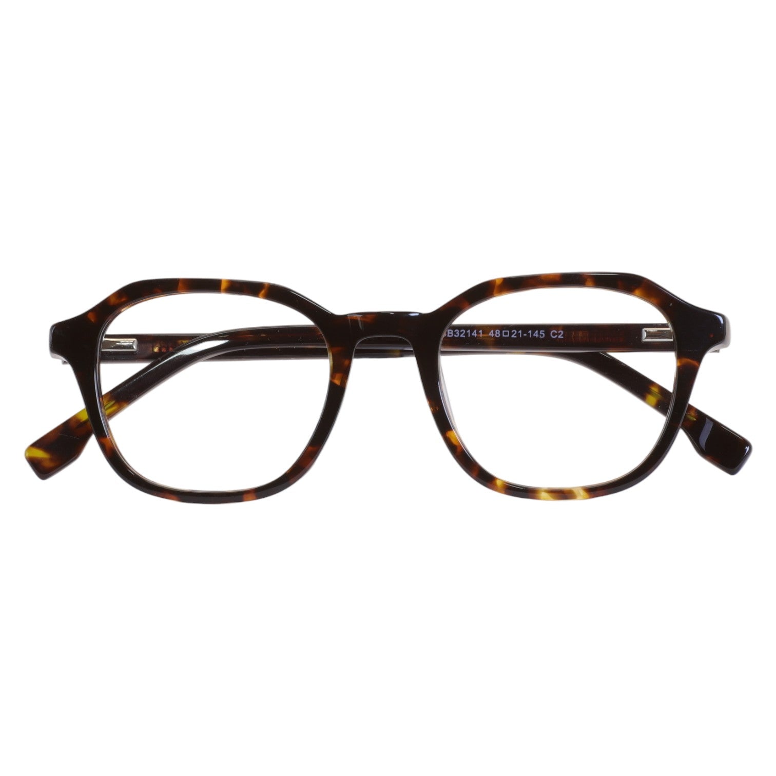 Armação para Óculos de Grau Hexagonal Acetato Tartaruga Unissex