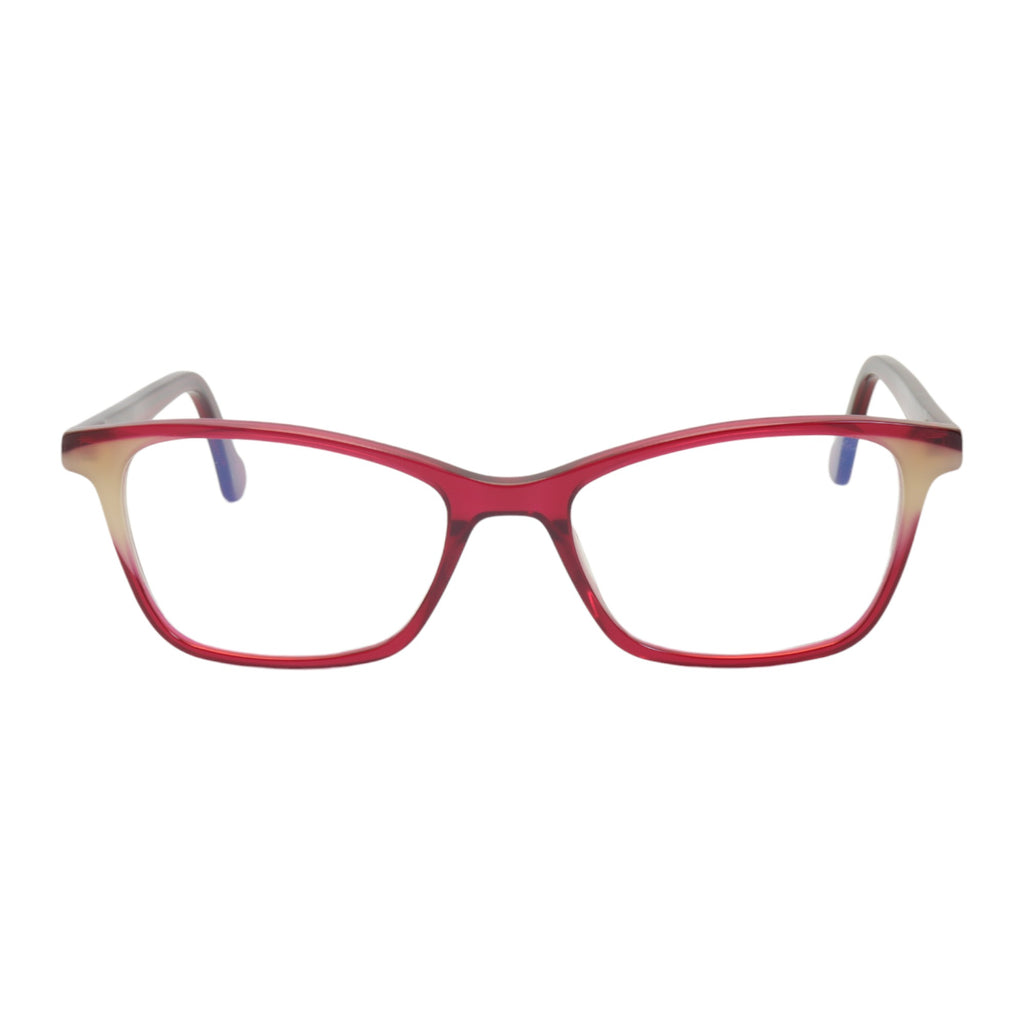 Armação para óculos de grau acetato retangular preto/ vermelho/ rosa