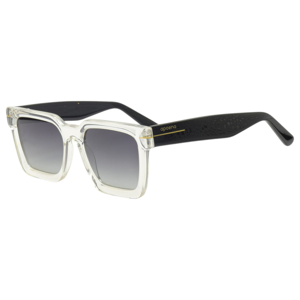 Óculos de sol acetato retangular amarela/ preto/ transparente