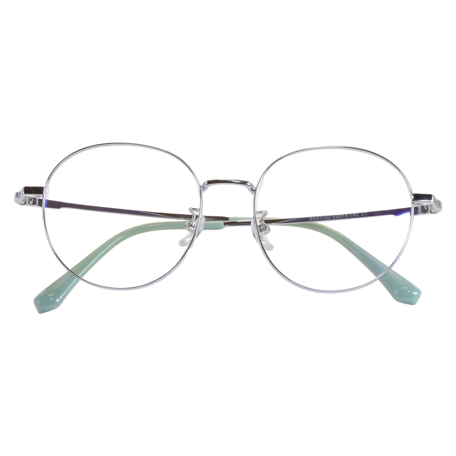 Armação para Óculos de Grau Redondo Metal Prateado Feminino