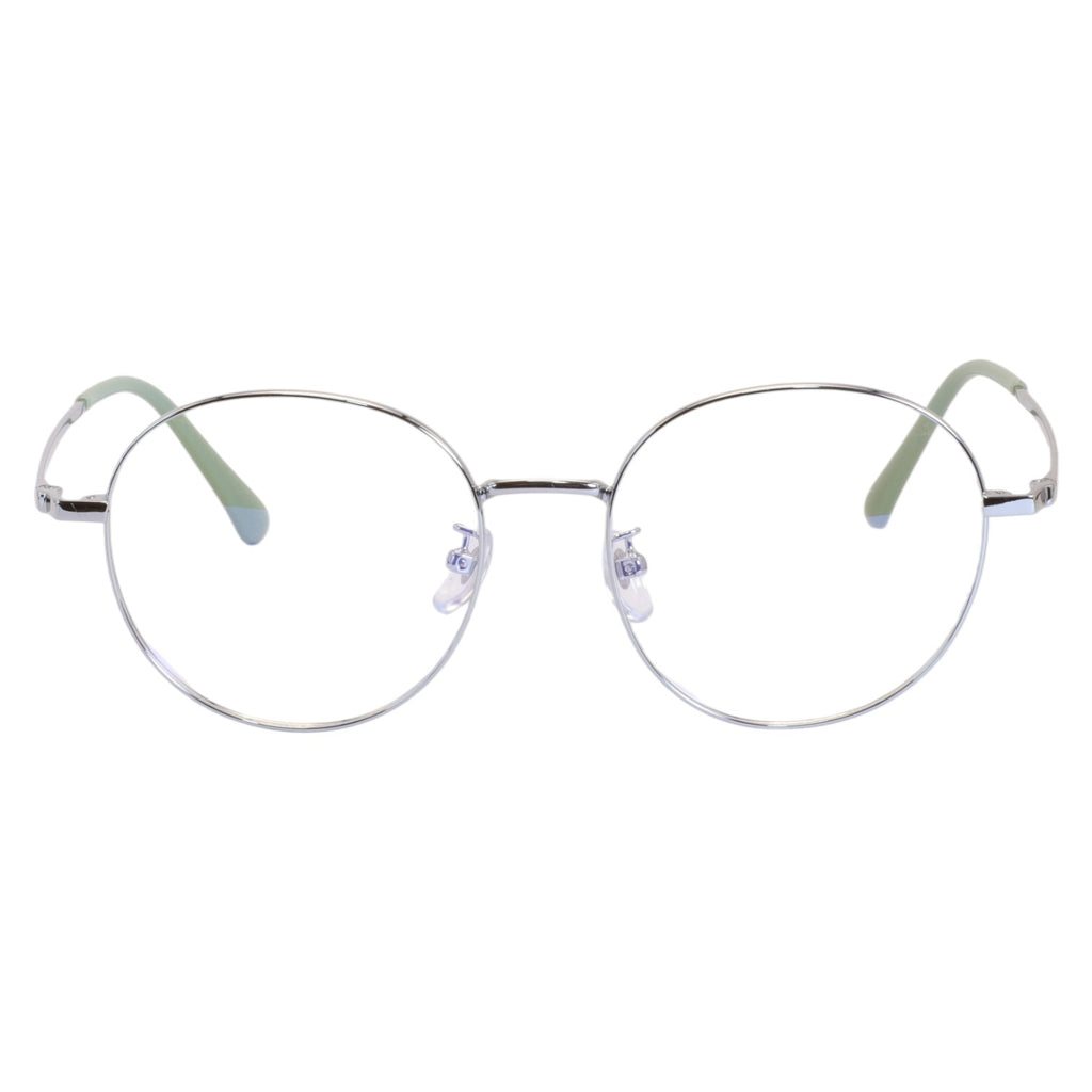 Armação para Óculos de Grau Redondo Metal Prateado Feminino