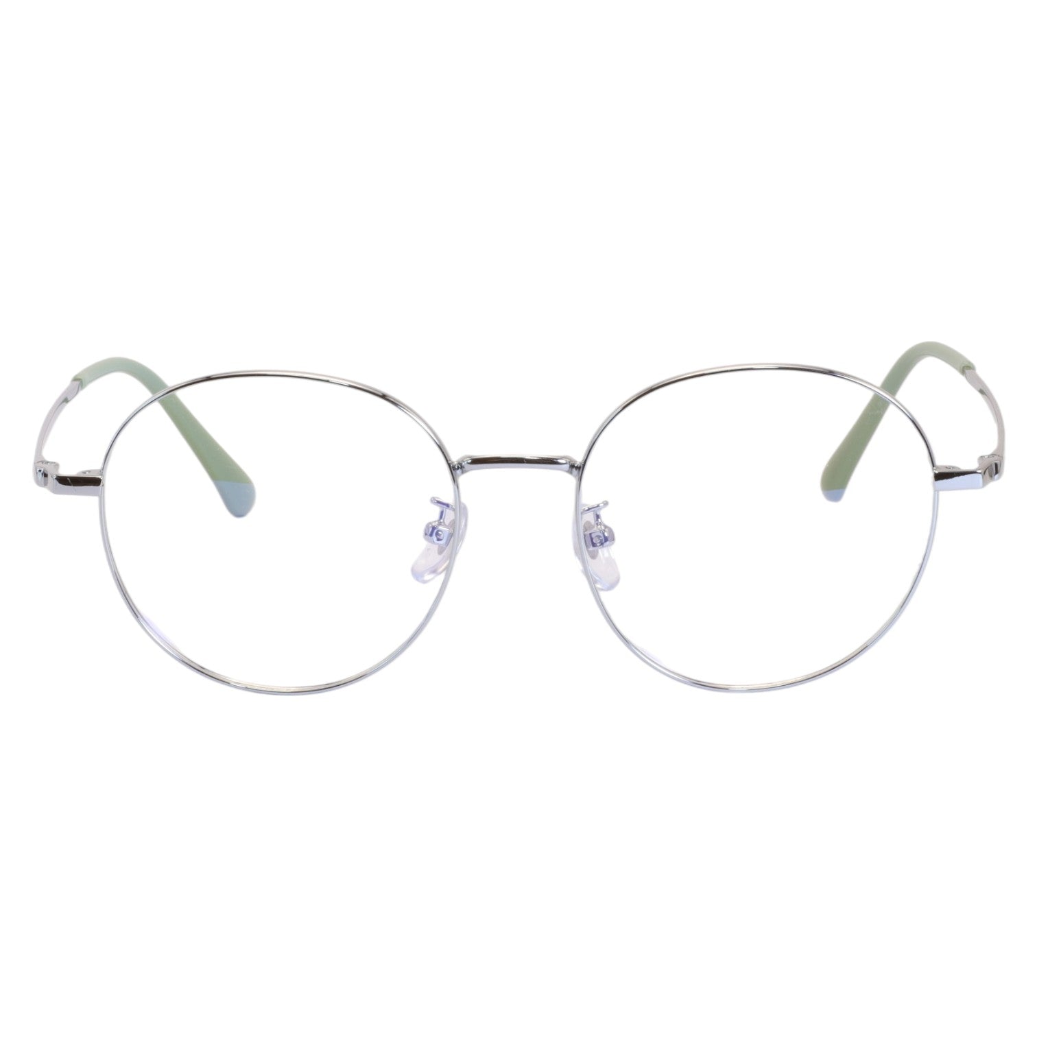 Armação para Óculos de Grau Redondo Metal Prateado Feminino