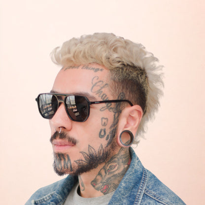 Óculos de sol acetato quadrado preto