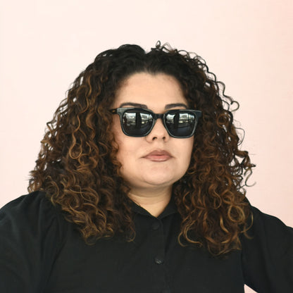 Óculos de sol acetato quadrado azul/ preto