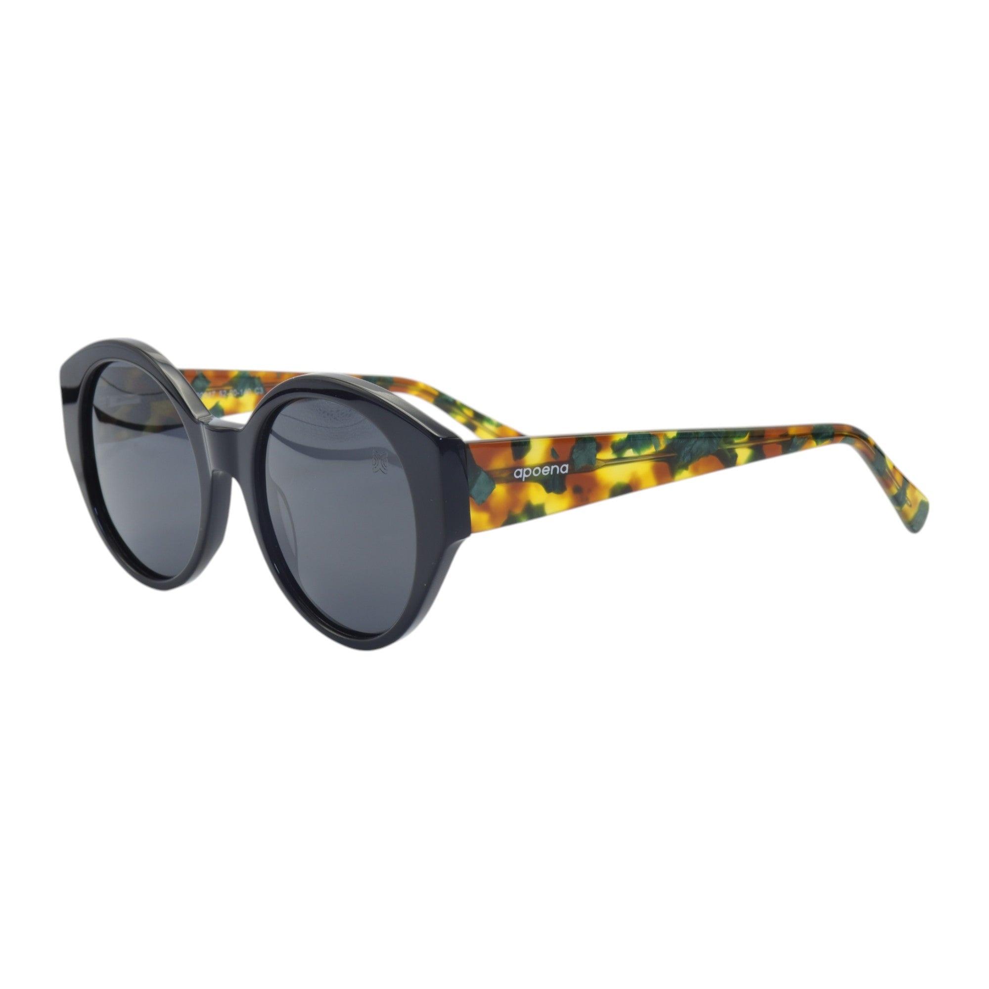 Óculos de sol acetato redondo preto/ marrom