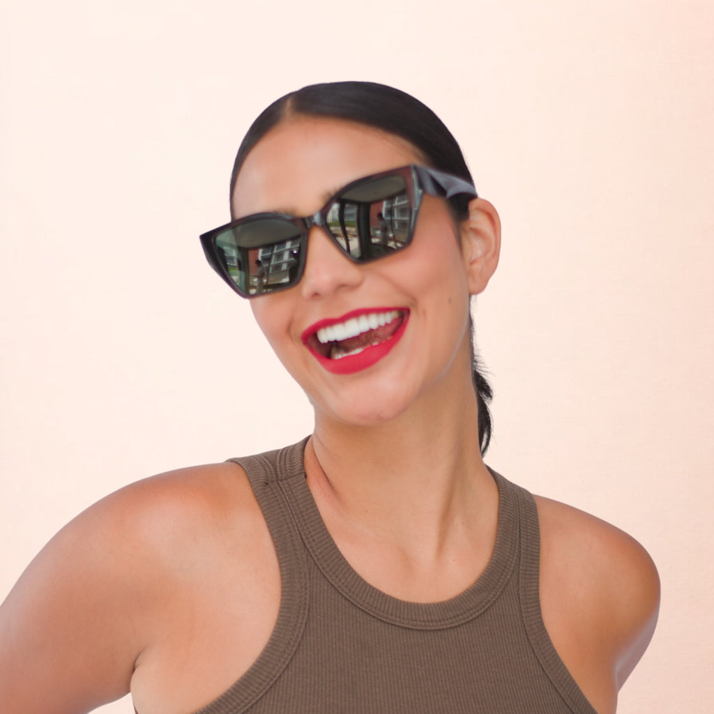 Óculos de sol acetato gatinho vermelho/ preto