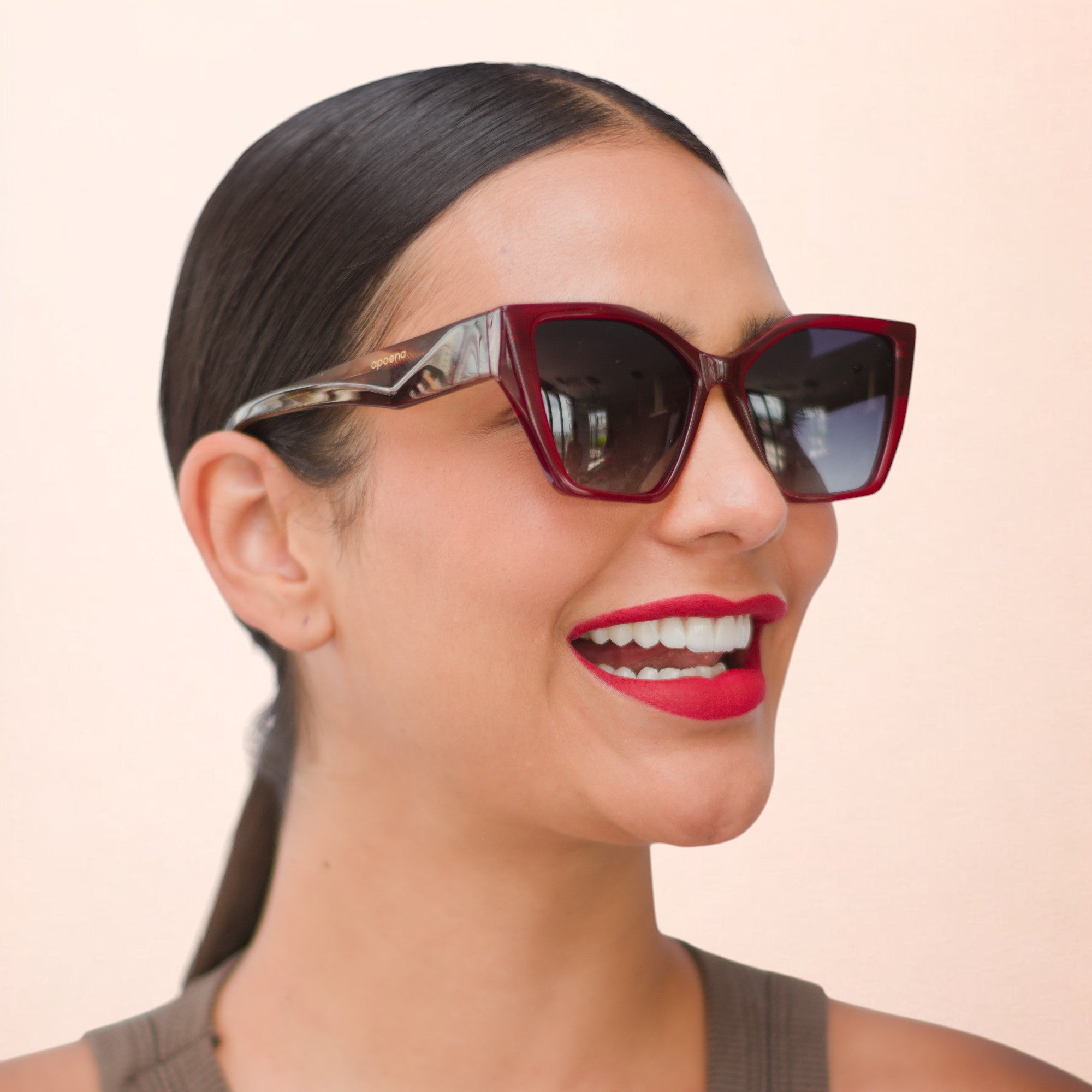 Óculos de sol acetato gatinho vermelho/ preto