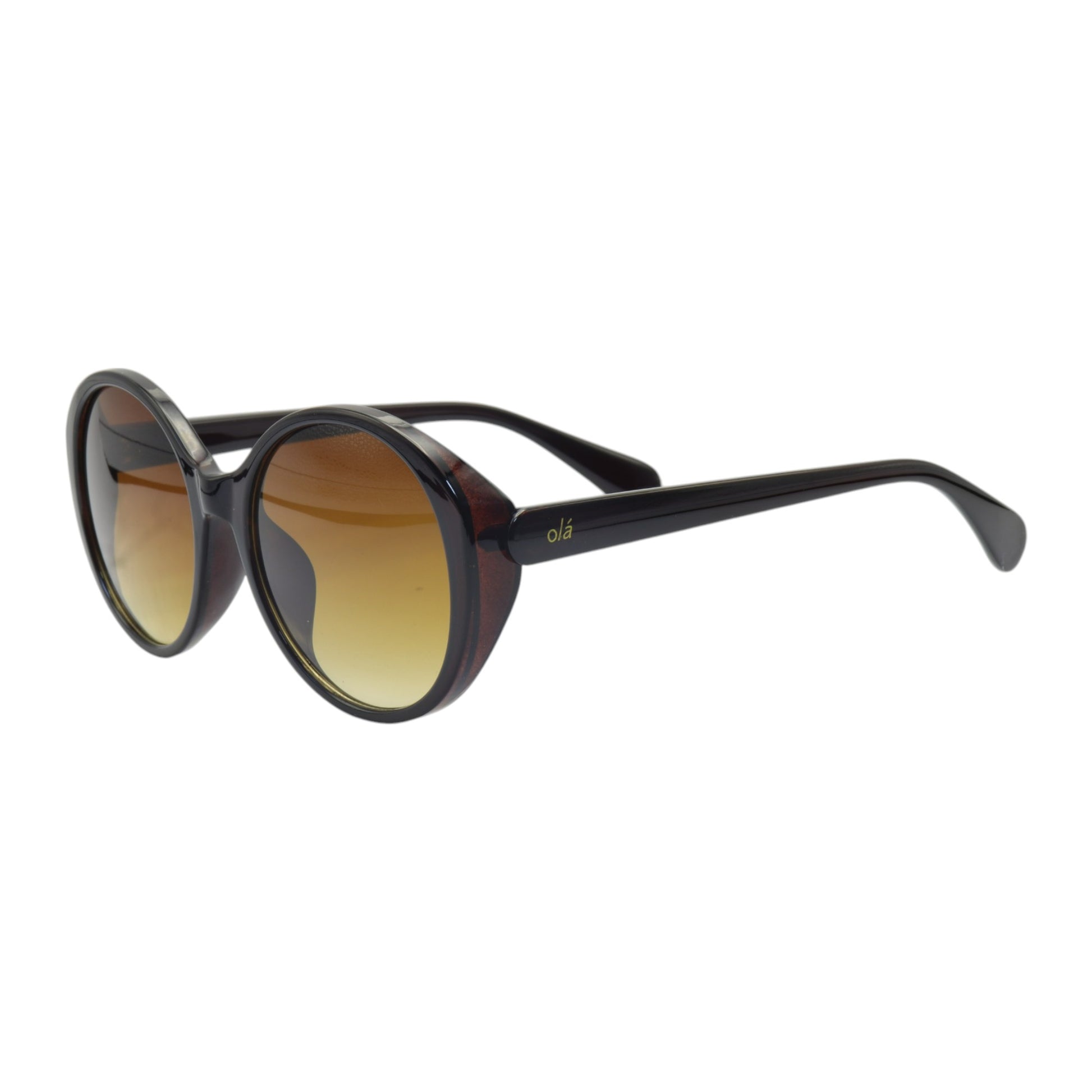 Óculos de sol tr-90-nylon redondo preto/ rosa