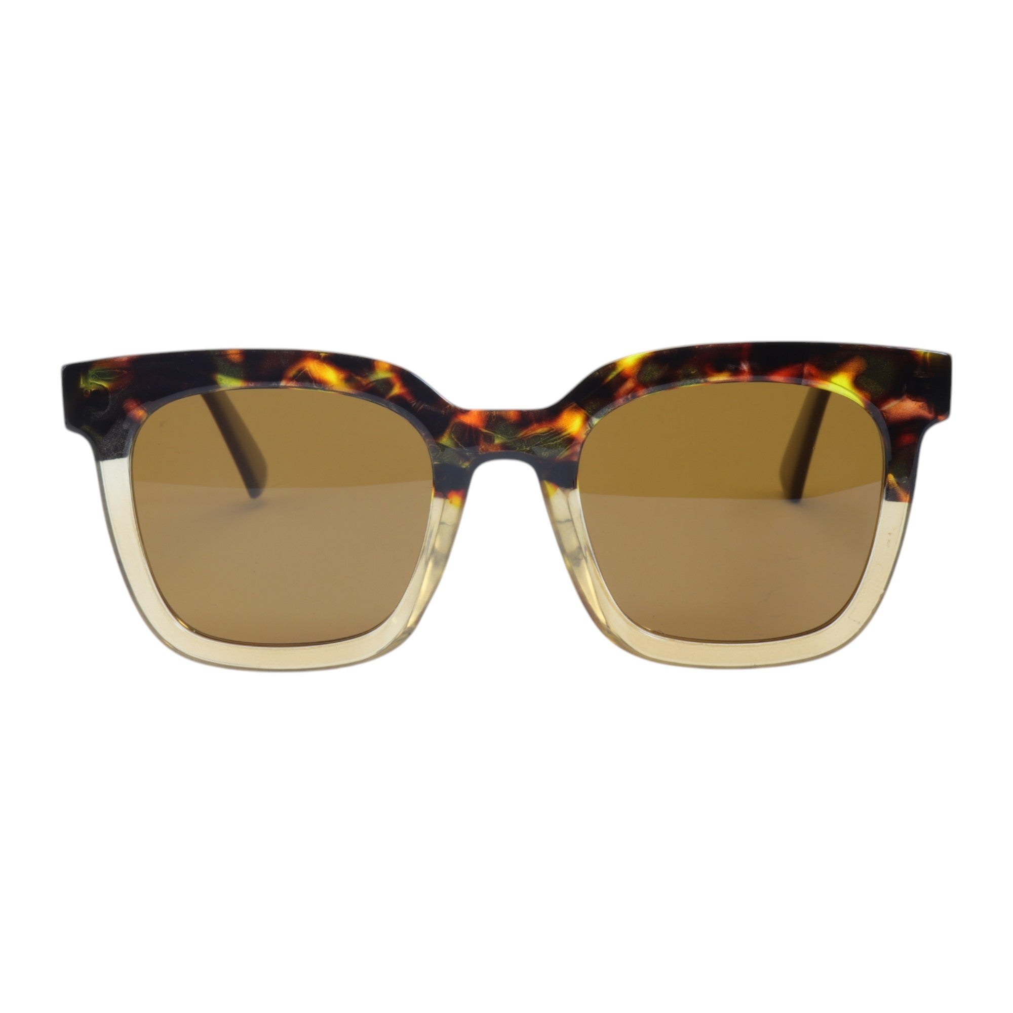 Óculos de sol tr-90-nylon quadrado preto/ marrom