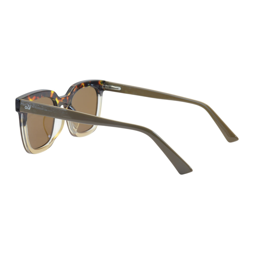 Óculos de sol tr-90-nylon quadrado preto/ marrom