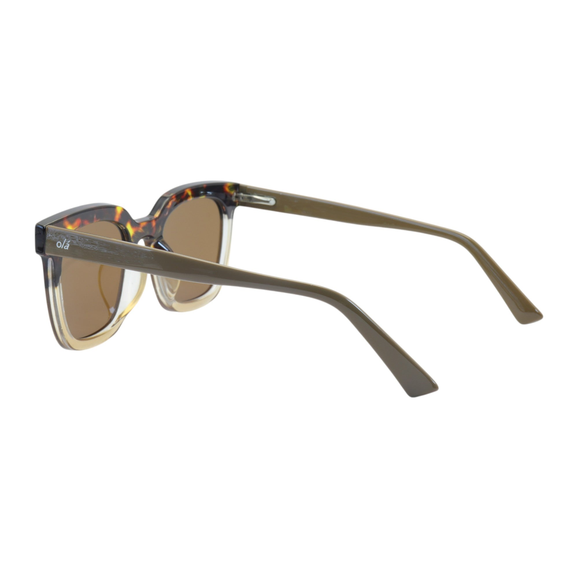 Óculos de sol tr-90-nylon quadrado preto/ marrom