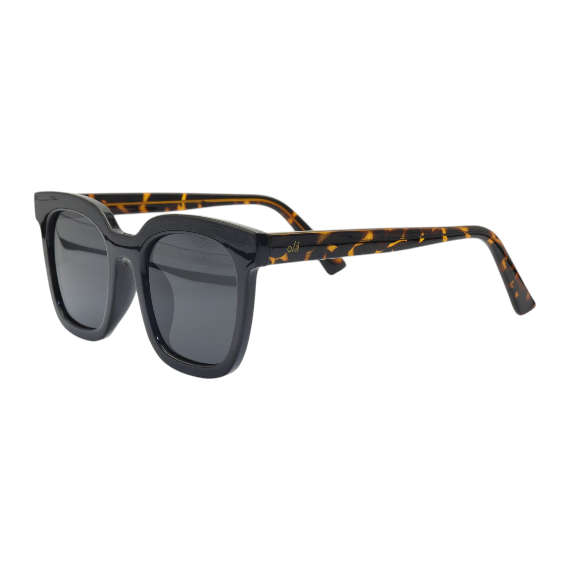 Óculos de sol tr-90-nylon quadrado preto/ marrom