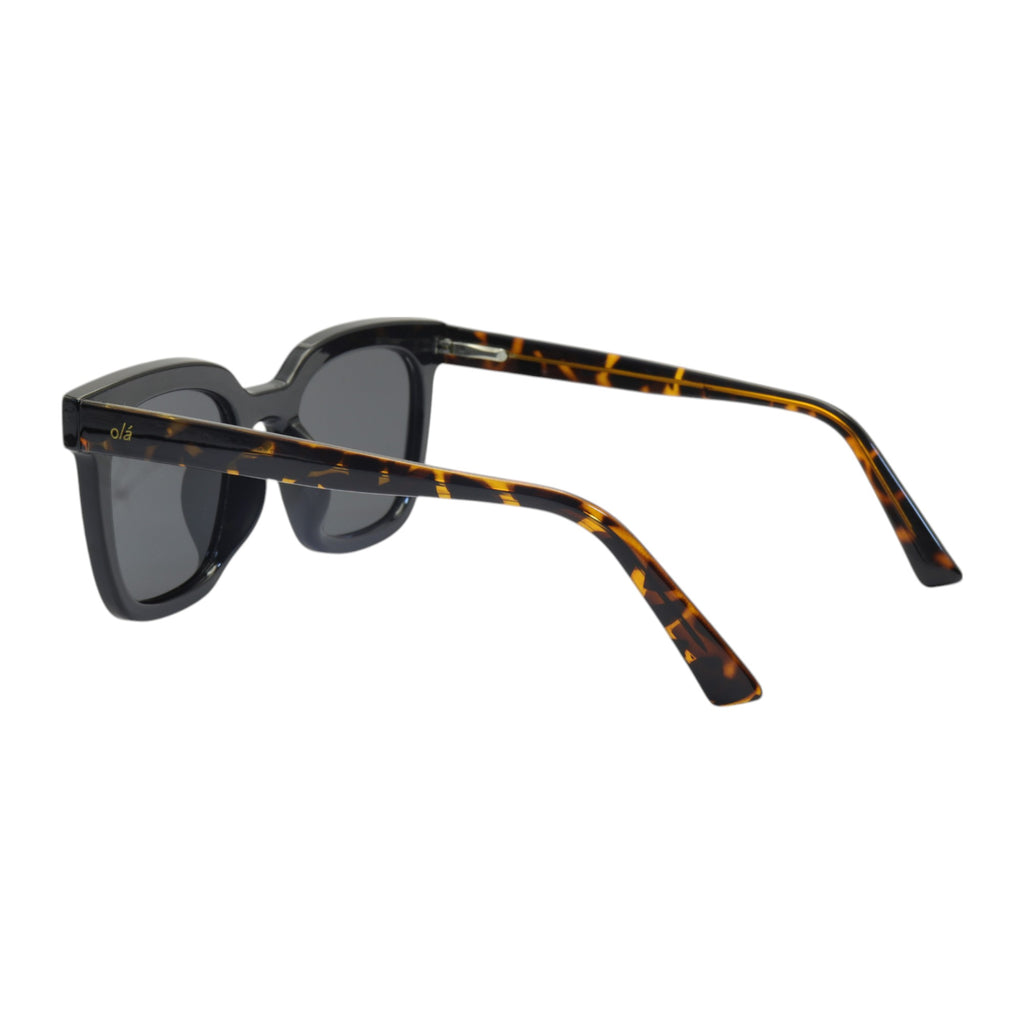 Óculos de sol tr-90-nylon quadrado preto/ marrom