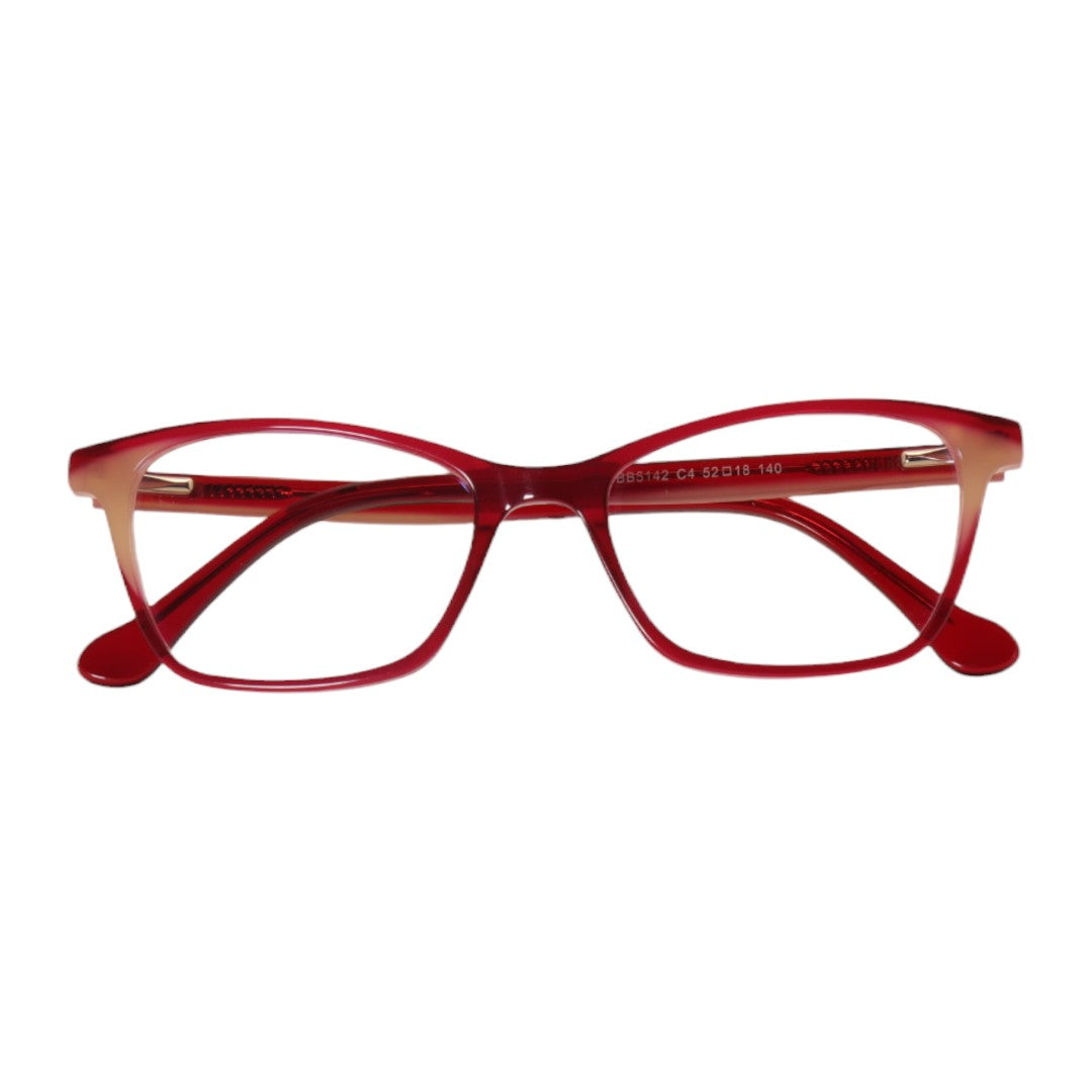 Armação para óculos de grau acetato retangular preto/ vermelho/ rosa