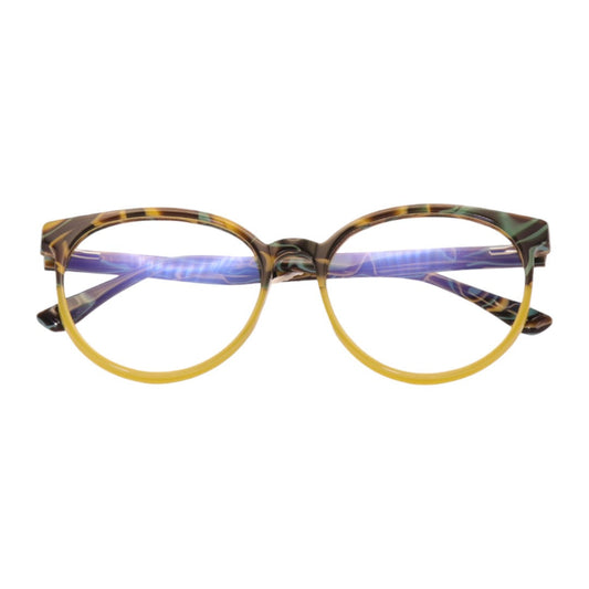 Armação para óculos de grau tr-90-nylon redondo azul/ rosa