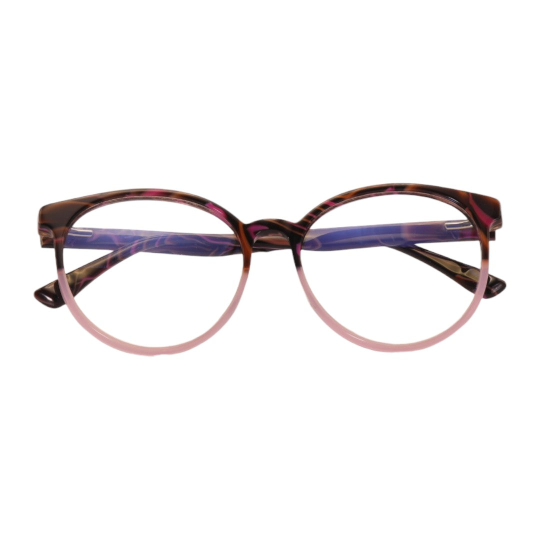 Armação para óculos de grau tr-90-nylon redondo azul/ rosa